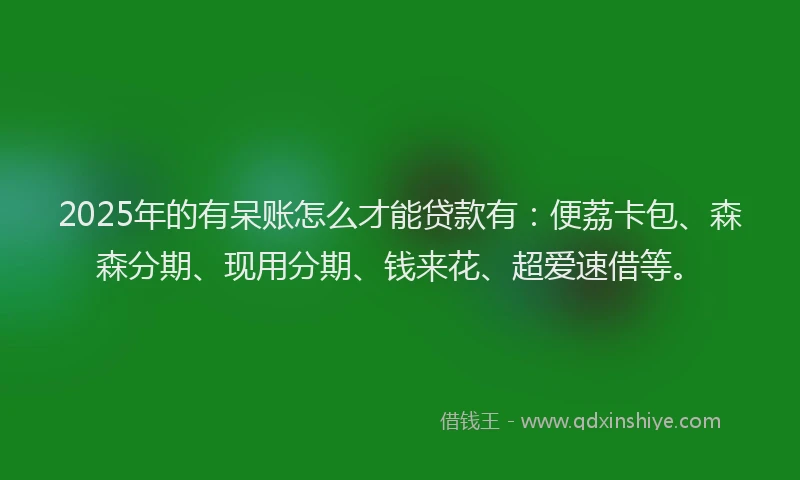 2025年的有呆账怎么才能贷款有：便荔卡包、森森分期、现用分期、钱来花、超爱速借等。