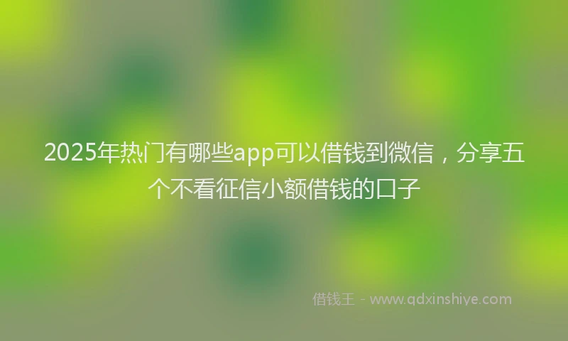 2025年热门有哪些app可以借钱到微信，分享五个不看征信小额借钱的口子