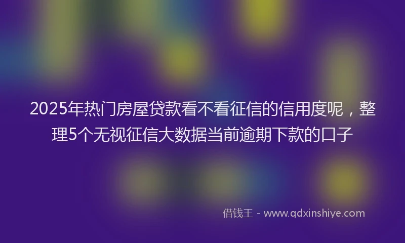 2025年热门房屋贷款看不看征信的信用度呢，整理5个无视征信大数据当前逾期下款的口子