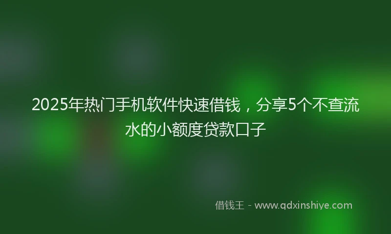 2025年热门手机软件快速借钱，分享5个不查流水的小额度贷款口子