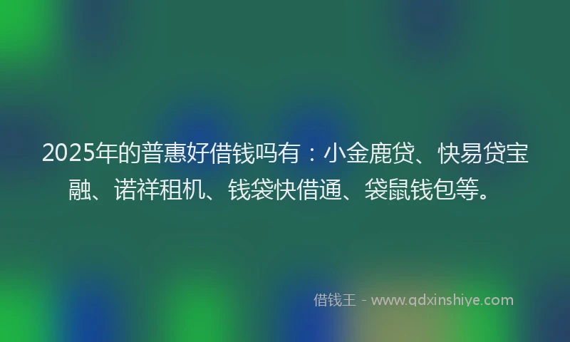 2025年的普惠好借钱吗有：小金鹿贷、快易贷宝融、诺祥租机、钱袋快借通、袋鼠钱包等。