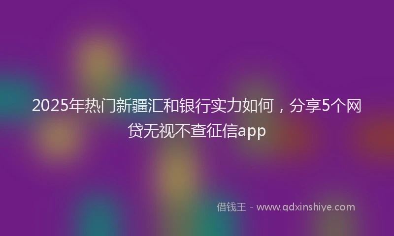 2025年热门新疆汇和银行实力如何，分享5个网贷无视不查征信app