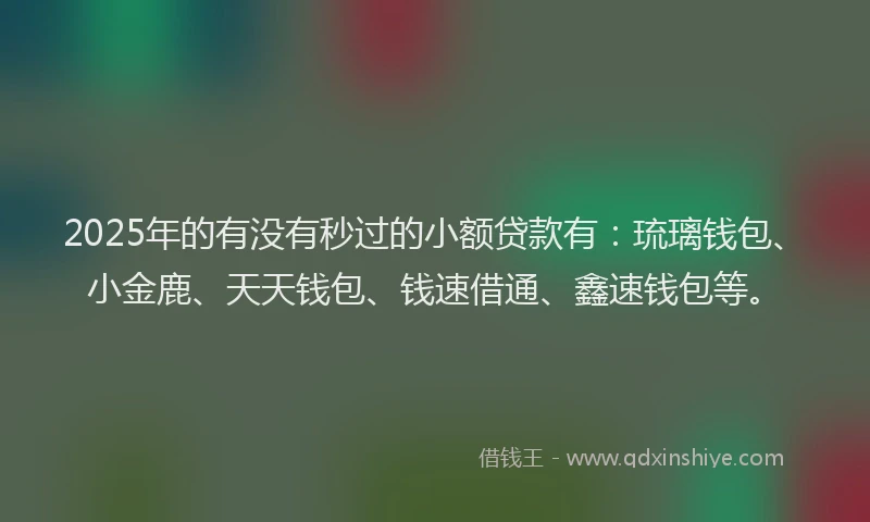 2025年的有没有秒过的小额贷款有：琉璃钱包、小金鹿、天天钱包、钱速借通、鑫速钱包等。