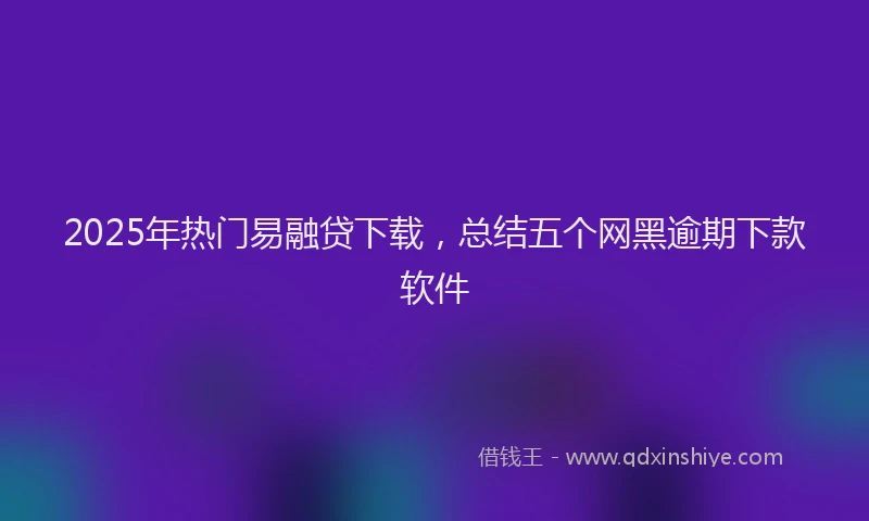 2025年热门易融贷下载，总结五个网黑逾期下款软件