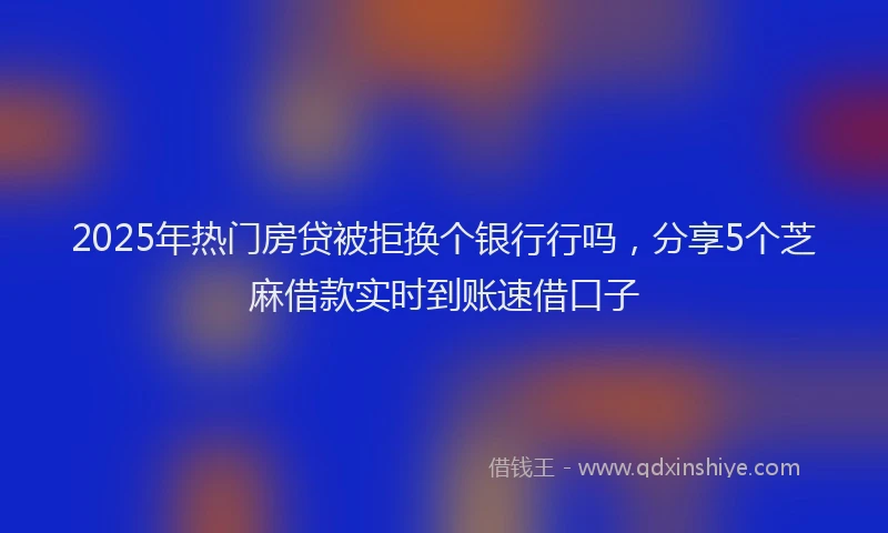 2025年热门房贷被拒换个银行行吗，分享5个芝麻借款实时到账速借口子