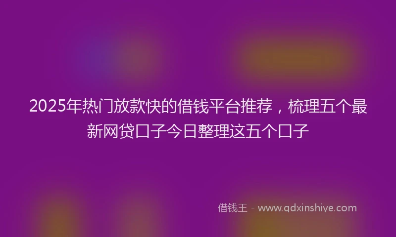 2025年热门放款快的借钱平台推荐，梳理五个最新网贷口子今日整理这五个口子