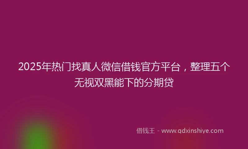 2025年热门找真人微信借钱官方平台，整理五个无视双黑能下的分期贷