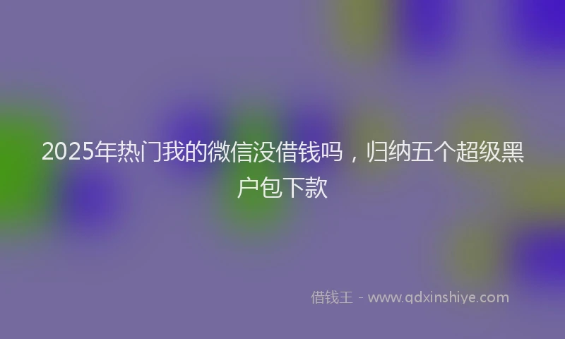 2025年热门我的微信没借钱吗，归纳五个超级黑户包下款