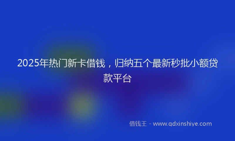 2025年热门新卡借钱，归纳五个最新秒批小额贷款平台