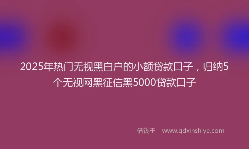 2025年热门无视黑白户的小额贷款口子，归纳5个无视网黑征信黑5000贷款口子