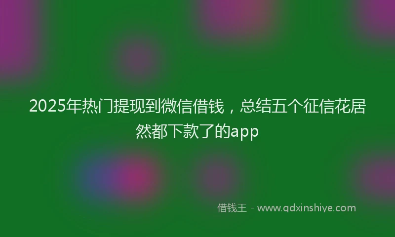 2025年热门提现到微信借钱，总结五个征信花居然都下款了的app