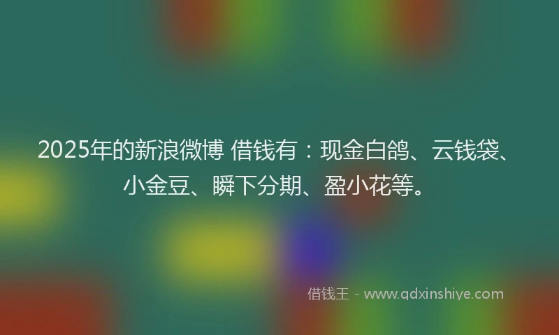 2025年的新浪微博 借钱有：现金白鸽、云钱袋、小金豆、瞬下分期、盈小花等。