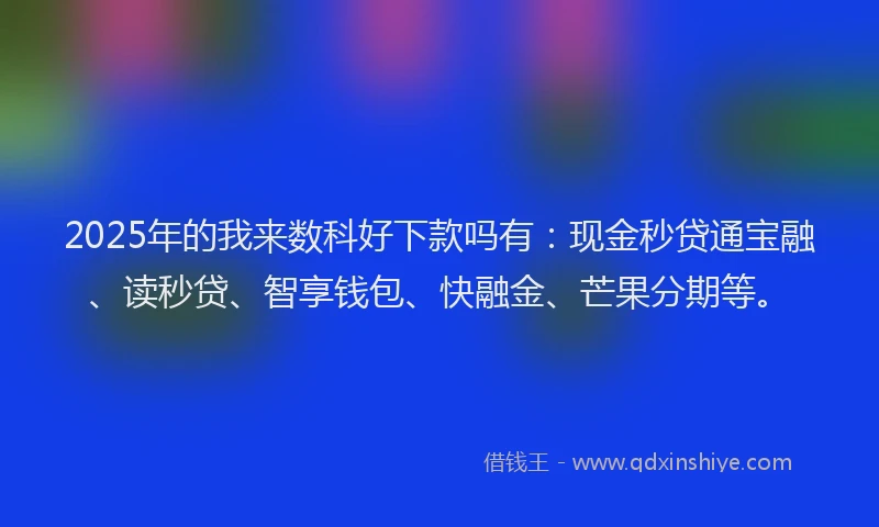 2025年的我来数科好下款吗有：现金秒贷通宝融、读秒贷、智享钱包、快融金、芒果分期等。
