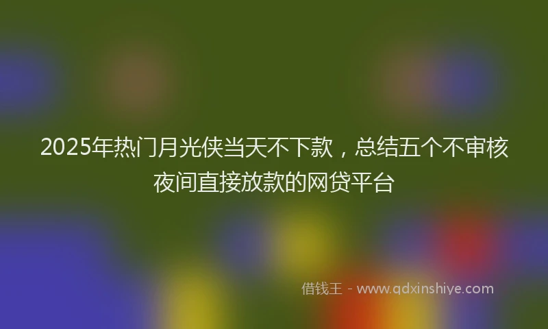 2025年热门月光侠当天不下款，总结五个不审核夜间直接放款的网贷平台