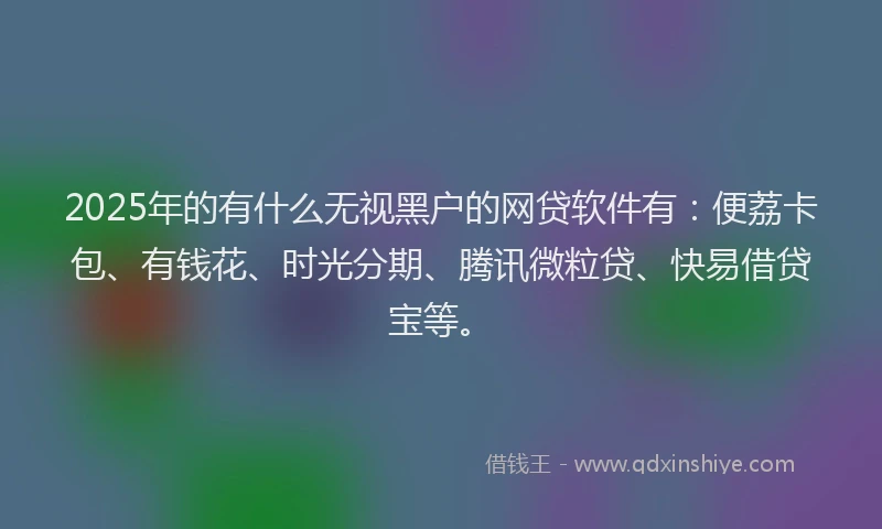 2025年的有什么无视黑户的网贷软件有：便荔卡包、有钱花、时光分期、腾讯微粒贷、快易借贷宝等。