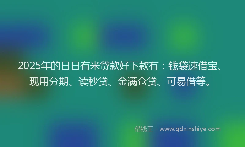 2025年的日日有米贷款好下款有：钱袋速借宝、现用分期、读秒贷、金满仓贷、可易借等。