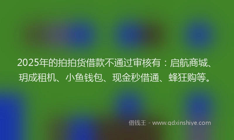 2025年的拍拍货借款不通过审核有：启航商城、玥成租机、小鱼钱包、现金秒借通、蜂狂购等。