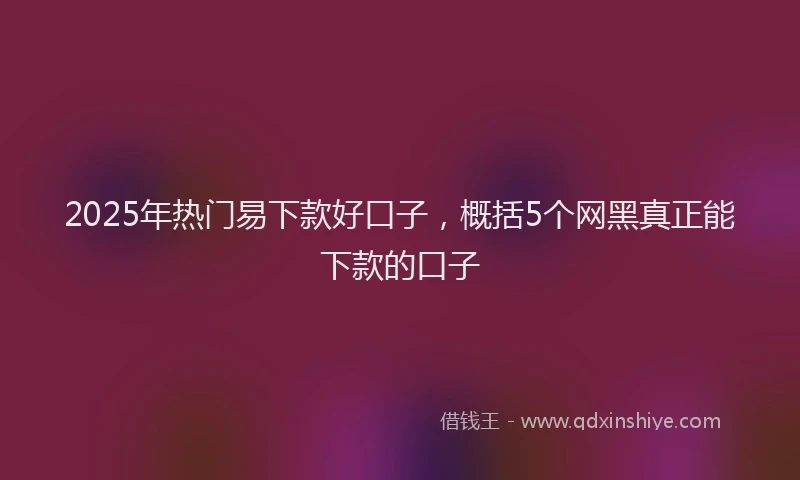2025年热门易下款好口子，概括5个网黑真正能下款的口子