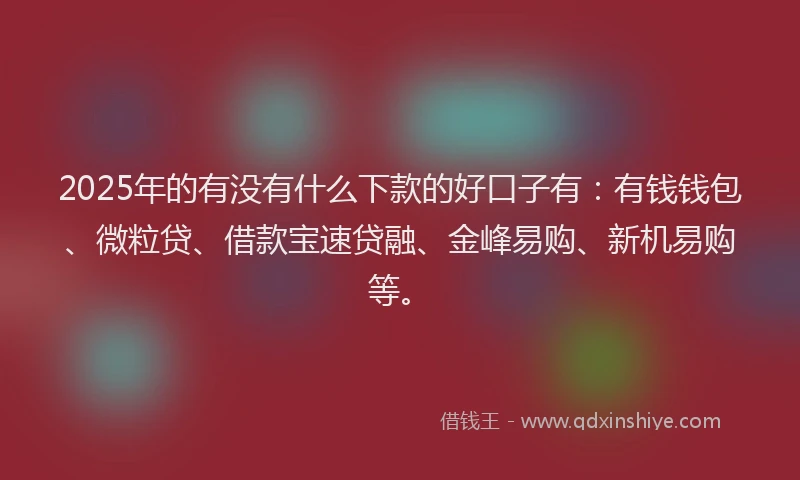 2025年的有没有什么下款的好口子有：有钱钱包、微粒贷、借款宝速贷融、金峰易购、新机易购等。