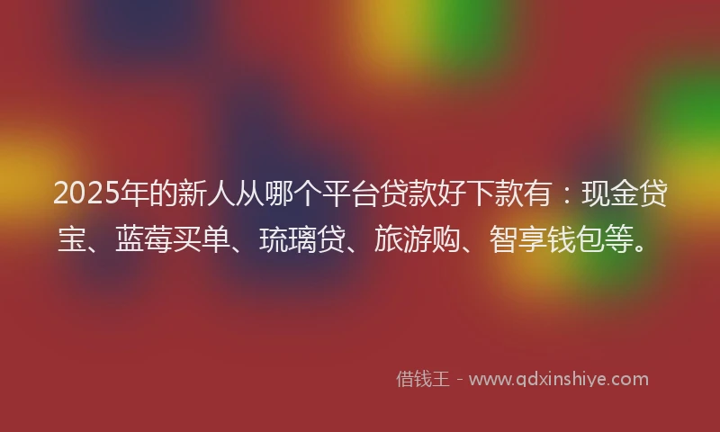 2025年的新人从哪个平台贷款好下款有：现金贷宝、蓝莓买单、琉璃贷、旅游购、智享钱包等。