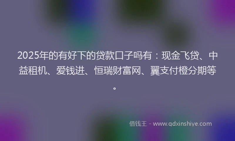 2025年的有好下的贷款口子吗有：现金飞贷、中益租机、爱钱进、恒瑞财富网、翼支付橙分期等。