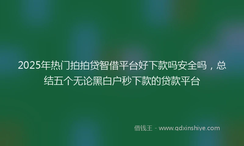 2025年热门拍拍贷智借平台好下款吗安全吗，总结五个无论黑白户秒下款的贷款平台