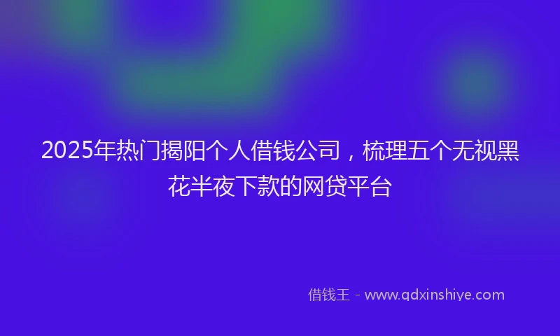 2025年热门揭阳个人借钱公司，梳理五个无视黑花半夜下款的网贷平台