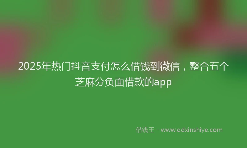 2025年热门抖音支付怎么借钱到微信，整合五个芝麻分负面借款的app
