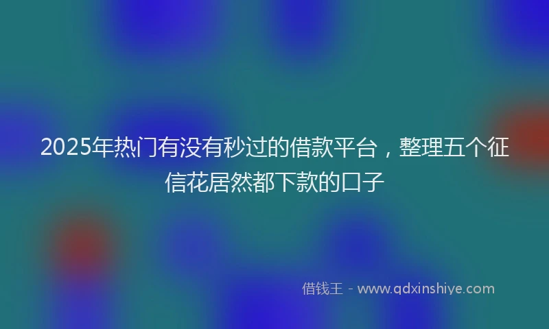 2025年热门有没有秒过的借款平台，整理五个征信花居然都下款的口子