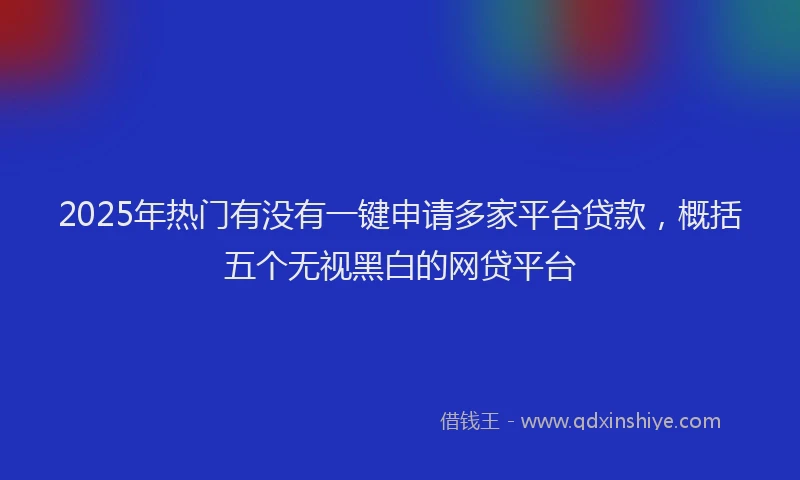 2025年热门有没有一键申请多家平台贷款，概括五个无视黑白的网贷平台
