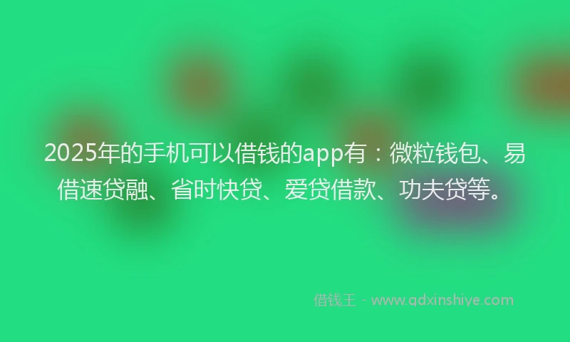 2025年的手机可以借钱的app有：微粒钱包、易借速贷融、省时快贷、爱贷借款、功夫贷等。