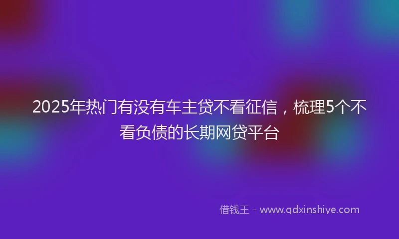 2025年热门有没有车主贷不看征信，梳理5个不看负债的长期网贷平台