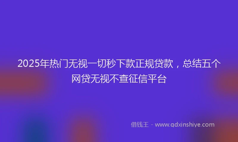 2025年热门无视一切秒下款正规贷款，总结五个网贷无视不查征信平台