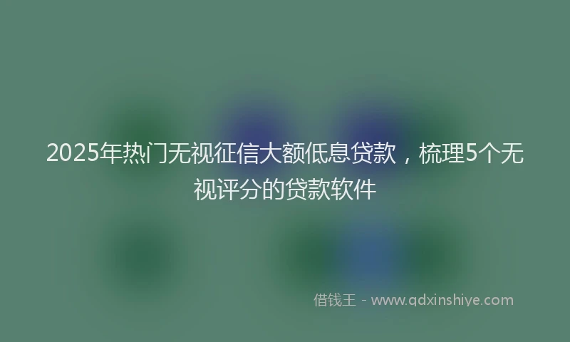 2025年热门无视征信大额低息贷款，梳理5个无视评分的贷款软件