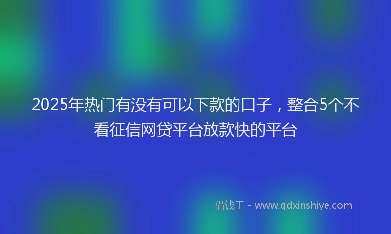 2025年热门有没有可以下款的口子，整合5个不看征信网贷平台放款快的平台