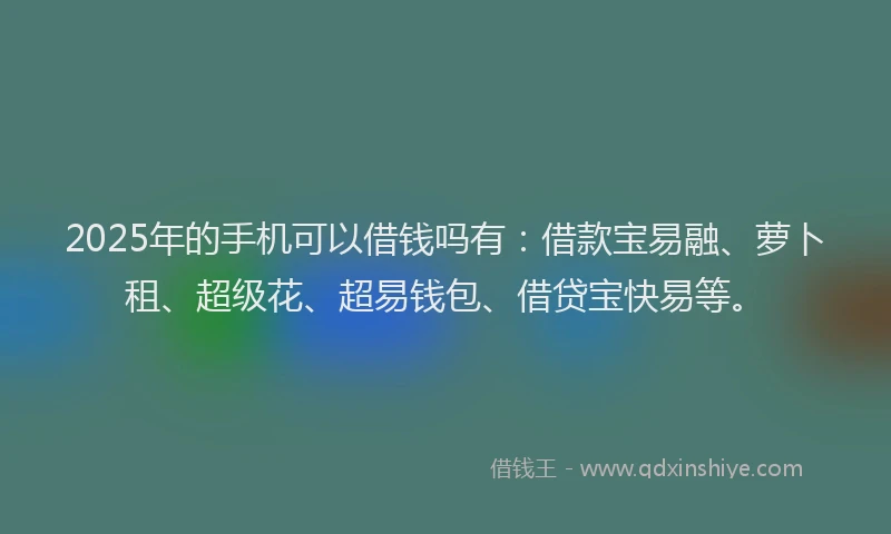 2025年的手机可以借钱吗有：借款宝易融、萝卜租、超级花、超易钱包、借贷宝快易等。