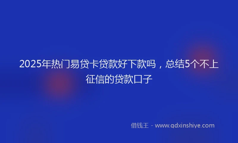 2025年热门易贷卡贷款好下款吗，总结5个不上征信的贷款口子
