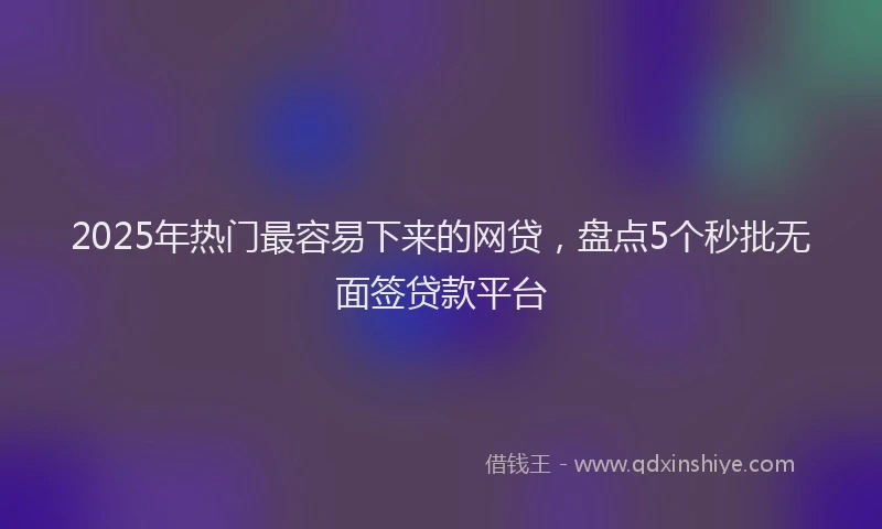 2025年热门最容易下来的网贷，盘点5个秒批无面签贷款平台