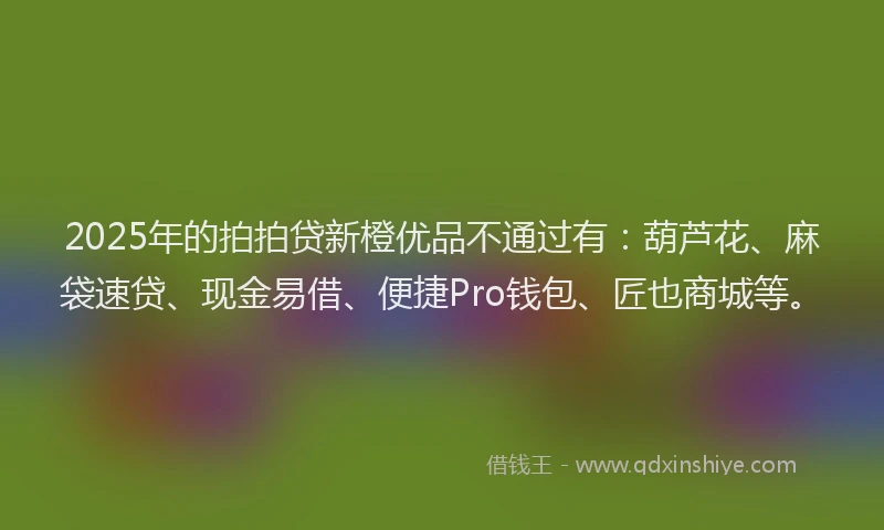 2025年的拍拍贷新橙优品不通过有：葫芦花、麻袋速贷、现金易借、便捷Pro钱包、匠也商城等。