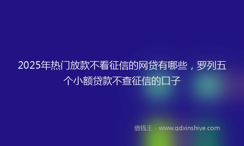 2025年热门放款不看征信的网贷有哪些，罗列五个小额贷款不查征信的口子