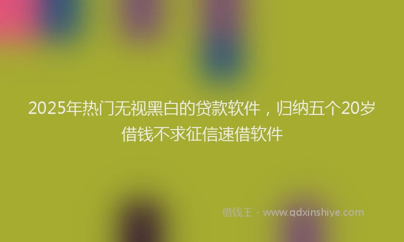 2025年热门无视黑白的贷款软件，归纳五个20岁借钱不求征信速借软件