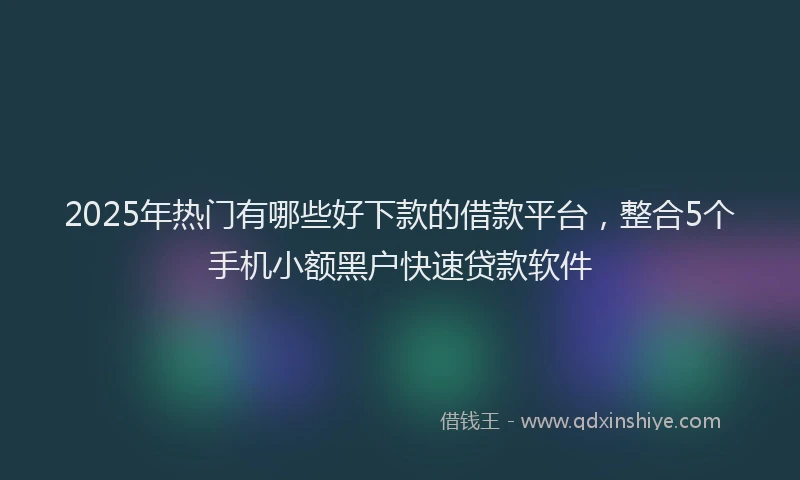 2025年热门有哪些好下款的借款平台，整合5个手机小额黑户快速贷款软件