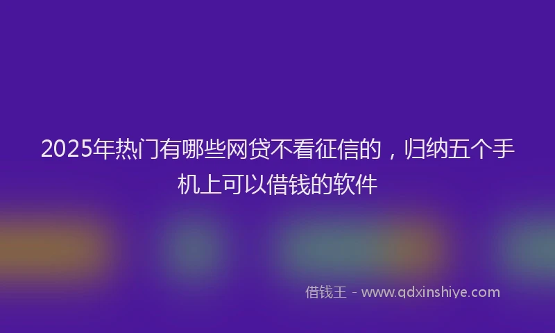 2025年热门有哪些网贷不看征信的，归纳五个手机上可以借钱的软件
