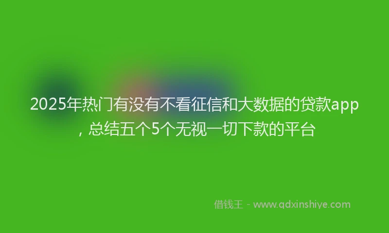 2025年热门有没有不看征信和大数据的贷款app，总结五个5个无视一切下款的平台