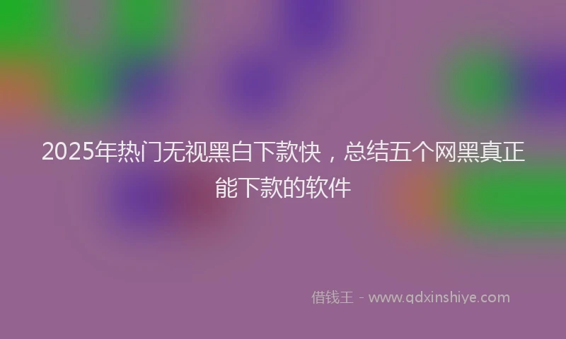 2025年热门无视黑白下款快，总结五个网黑真正能下款的软件