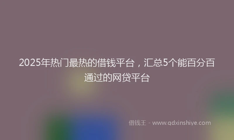 2025年热门最热的借钱平台，汇总5个能百分百通过的网贷平台