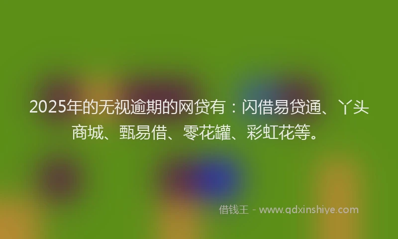 2025年的无视逾期的网贷有：闪借易贷通、丫头商城、甄易借、零花罐、彩虹花等。