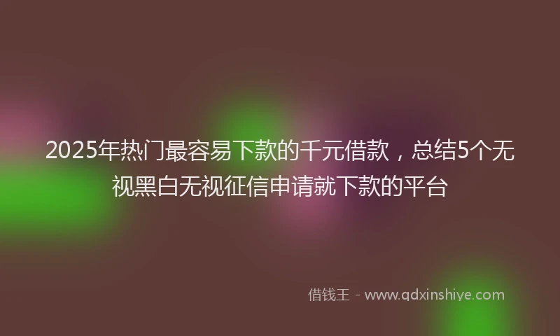 2025年热门最容易下款的千元借款，总结5个无视黑白无视征信申请就下款的平台
