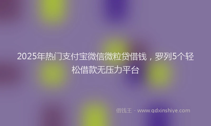 2025年热门支付宝微信微粒贷借钱，罗列5个轻松借款无压力平台