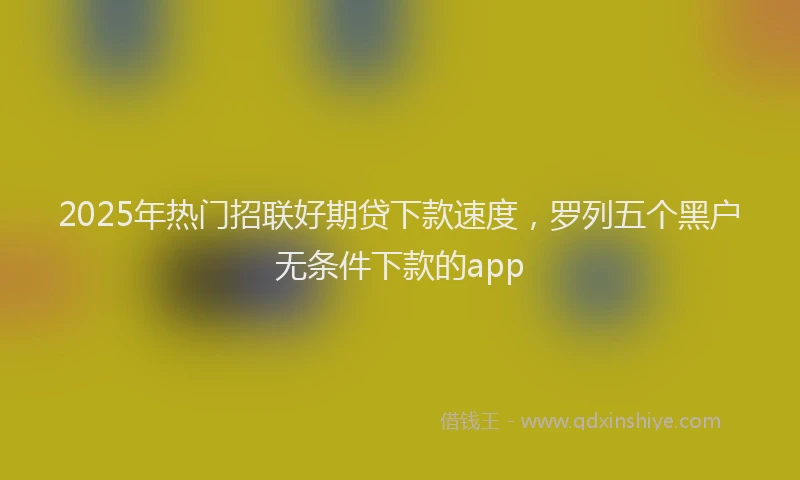 2025年热门招联好期贷下款速度，罗列五个黑户无条件下款的app